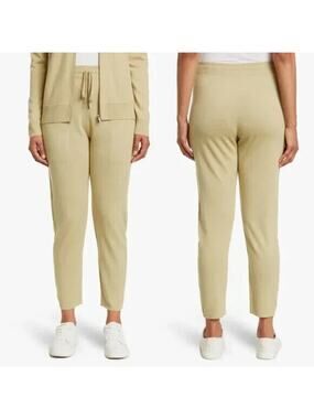 NEW St. John Soft Olive Wool Blend Knit Casual Drawstring Pants Women's Medium